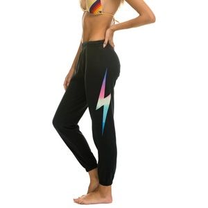 Aviator Nation Bolt Rainbow Pink Sweatpants Size M